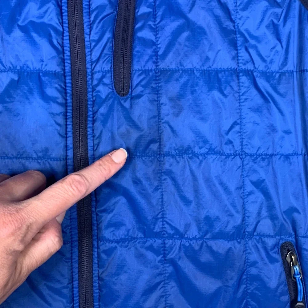 LL Bean Primaloft Packaway Vest Mens XL Tall Quilted Blue Full Zip Outdoor Hike‎